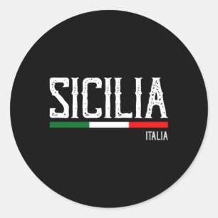 Sicilia Flag Sicily Palermo Italy Classic Round Sticker