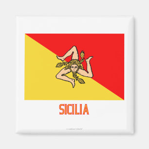 Sicilia flag with name magnet