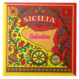 Sicilia Sicilian Design Tile (customise with name)