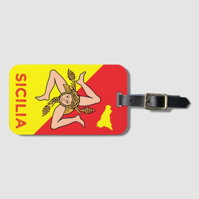 Sicilia Sicilian Flag of Sicily Trinacria  Luggage Tag (Front Horizontal)
