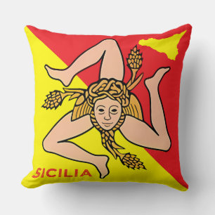 Sicilia Sicilian Flag of Sicily Trinacria Pillow