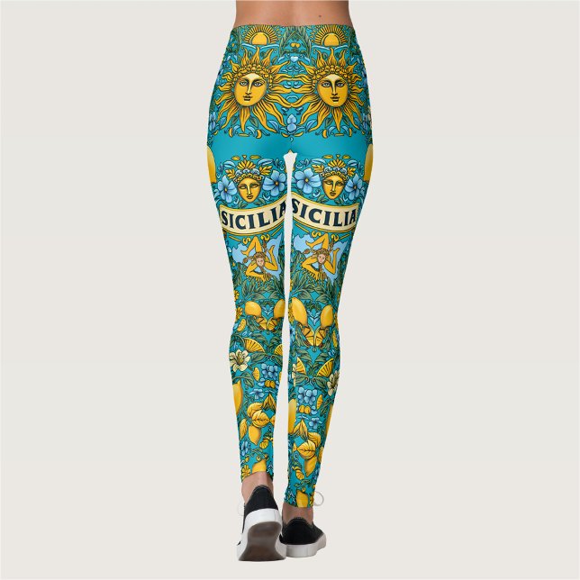 SICILIA Trinacria Sicilian Colours  Leggings (Creator Uploaded)