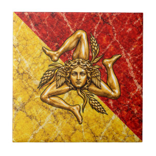 Sicilia Trinacria Sicilian Flag design  Tile