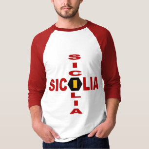 SICILIA white/red raglan basic T-shirt