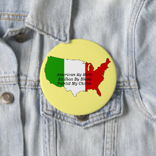 Sicilian American Italian Patriot USA Map  10 Cm Round Badge