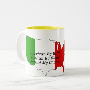 Sicilian American Italian Patriot USA Map Two-Tone Coffee Mug