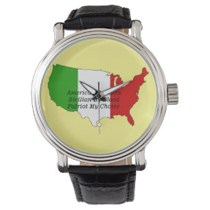 Sicilian American Italian Patriot USA Map Watch