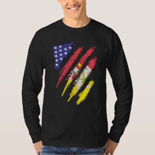 Sicilian American Patriot Grown Heart Flag Stripes T-Shirt