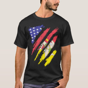 Sicilian American Patriot Grown Heart Flag Stripes T-Shirt
