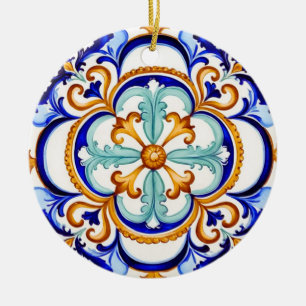 Sicilian Baroque Flower II Ceramic Tree Decoration