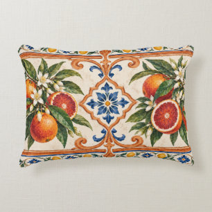 Sicilian Blood Orange Majolica Decorative Cushion