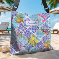 Sicilian Blue Citrus Floral Azulejo Tiles
