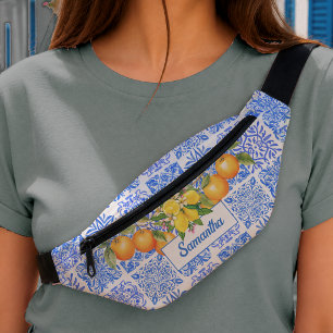 Sicilian blue yellow citrus Mediterranean azulejo Bum Bags
