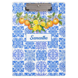 Sicilian blue yellow citrus Mediterranean azulejo Clipboard