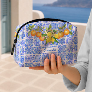 Sicilian blue yellow citrus Mediterranean azulejo Dopp Kit