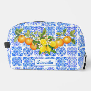 Sicilian blue yellow citrus Mediterranean azulejo Dopp Kit