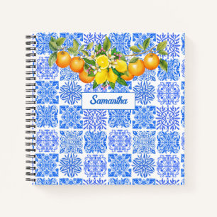 Sicilian blue yellow citrus Mediterranean azulejo  Notebook