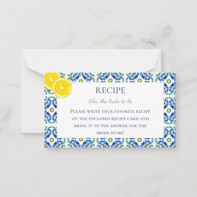 Sicilian Bridal Shower Recipe Card (Front)