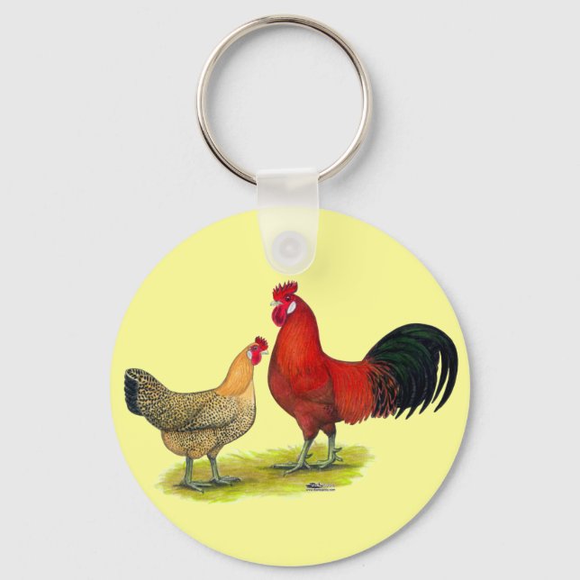 Sicilian Buttercup Chickens Key Ring (Front)