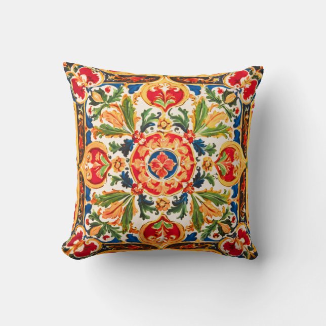 Sicilian Ceramic Pattern Cushion (Front)