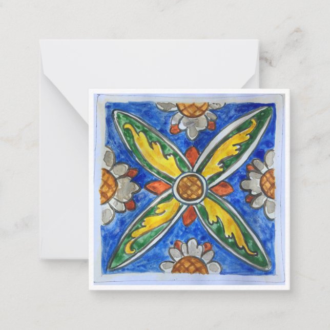 Sicilian Ceramic Tile - P4 - Flat note card (Front)