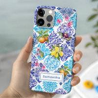 Sicilian citrus floral Mediterranean azulejo tiles