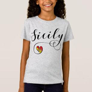 Sicilian Flag Heart, I Love Sicily T-Shirt