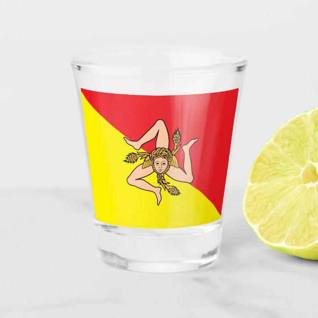 Sicilian Flag & Sicily country patriot /sports Shot Glass (Front)