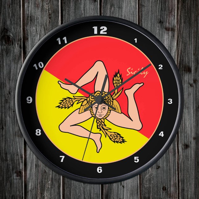 Sicilian Flag, Sicily trendy fashion /design clock (Creator Uploaded)