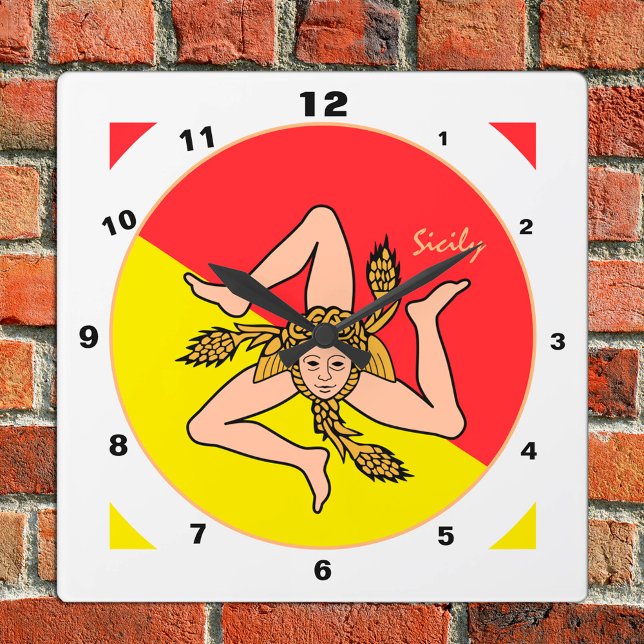 Sicilian Flag, Sicily trendy fashion /design clock (Creator Uploaded)