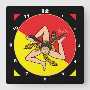 Sicilian Flag, Sicily trendy fashion /design clock