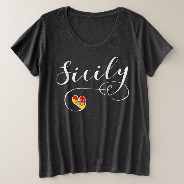 Sicilian Heart Flag, Sicily Plus Size T-Shirt (Design Front)