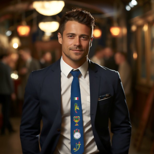 Sicilian Italian Card Aces Nostalgia Blue Tie (Sicilian Italian Cards Aces Nostalgia Tie)