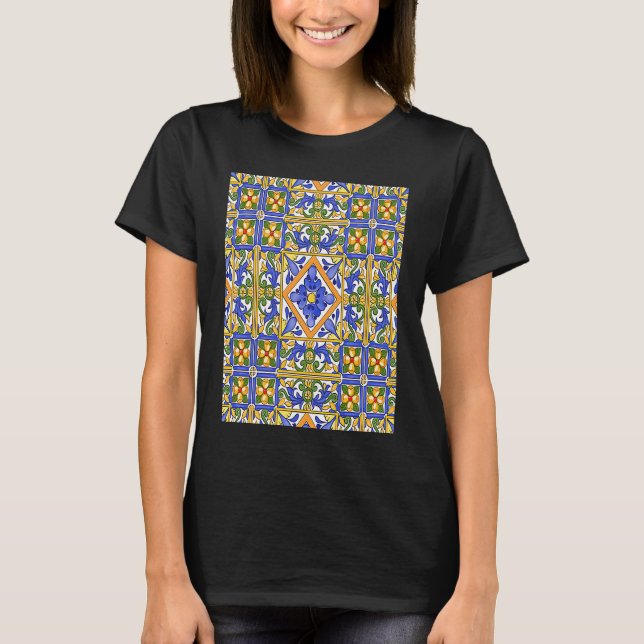 Sicilian Italian summer tiles mosaic majolica T-Shirt (Front)