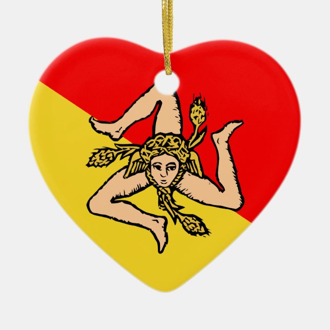 Sicilian, Italy Ceramic Tree Decoration (Front)