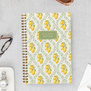 Sicilian Lemon + Sage Trellis Personalised Notebook