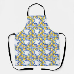 Sicilian Lemon Tiles Pattern Mediterranean Dolce  Apron