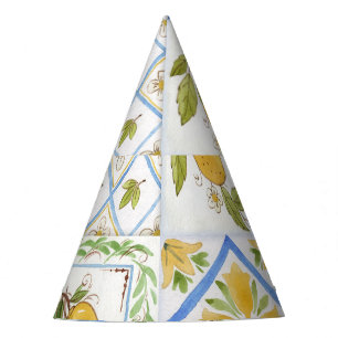Sicilian Lemons Watercolor Square Pattern Party Hat