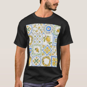 Sicilian Lemons Watercolor Square Pattern T-Shirt