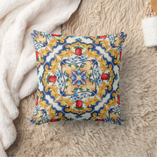 Sicilian Majolica Colorful Tile Pattern Cushion