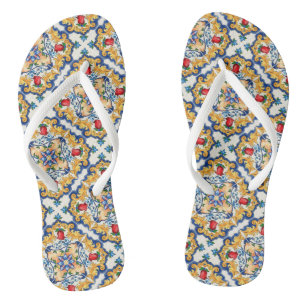 Sicilian Majolica Colourful Tile Pattern Jandals