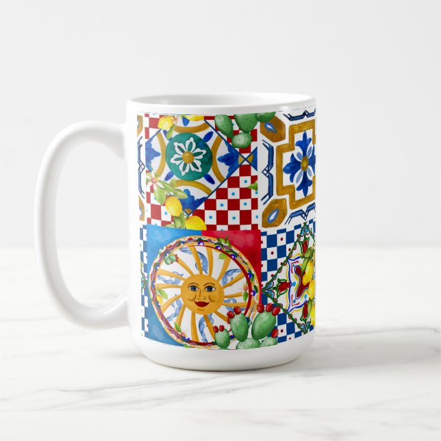 Sicilian,majolica,tiles,lemons   coffee mug (Left)