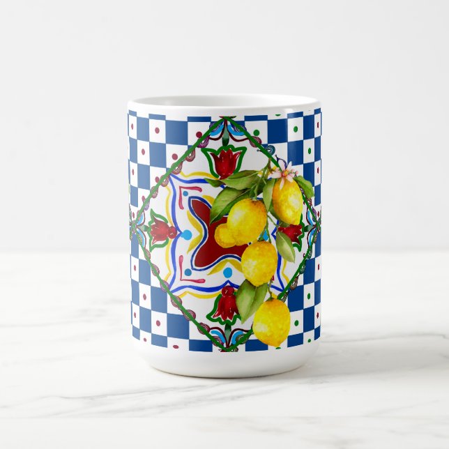 Sicilian,majolica,tiles,lemons  magic mug (Center)