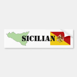 Sicilian Map & Flag Bumper Sticker