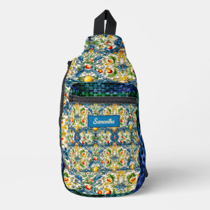 Sicilian Mediterranean citrus blue tiles Sling Bag