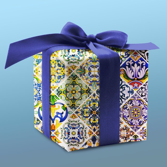 Sicilian Mediterranean green tiles Wrapping Paper (Creator Uploaded)