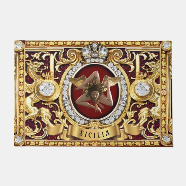 Sicilian Medusa Trinacria Door Mat (Front)