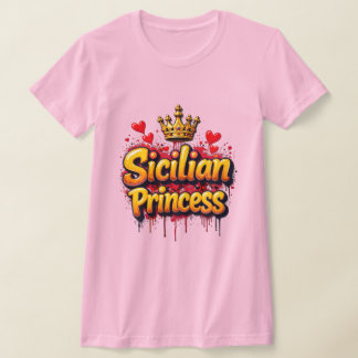 Sicilian Princess graffiti style crown w hearts T-Shirt