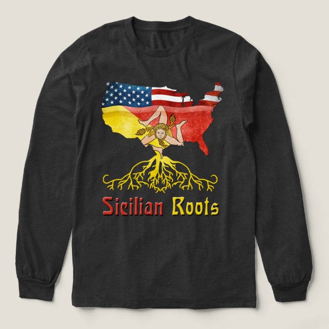 Sicilian Roots USA Flag Heritage Tri-Blend Shirt (Design Front)