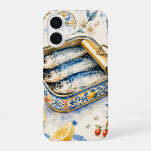 Sicilian Sardine Watercolor Art iPhone 16 Case